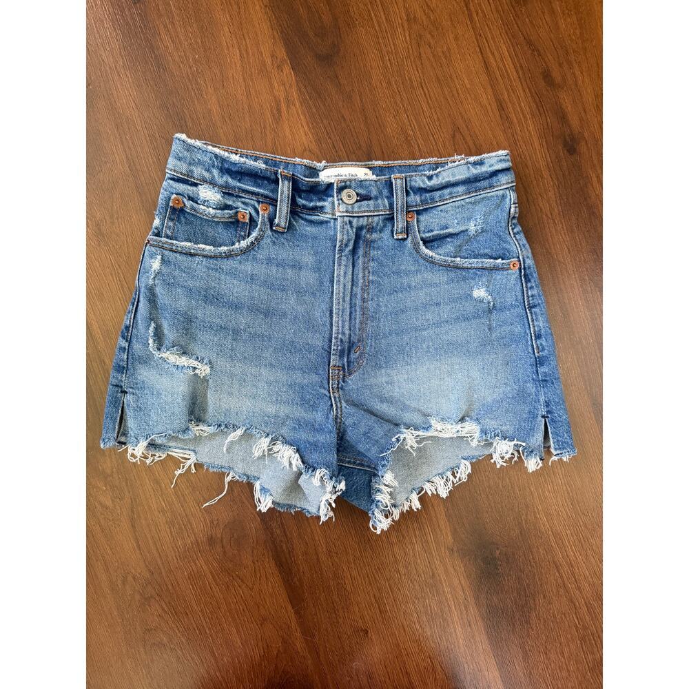 Abercrombie & Fitch The Cutoff Shorts High Rise Medium Wash Sz 25/0 Casual Denim